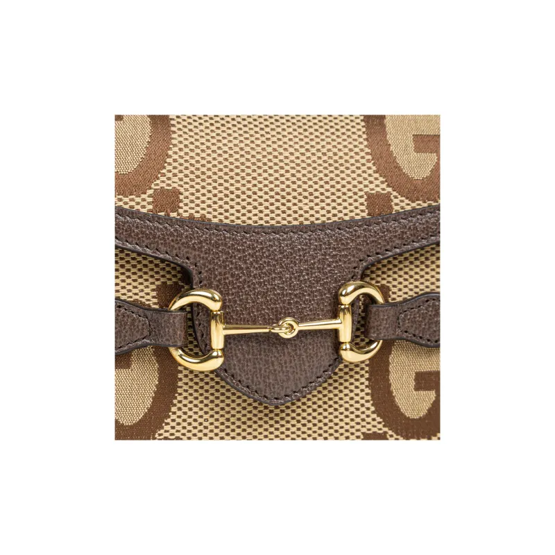GUCCI Horsebit 1955 Canvas With Leather Binding Box Bag Shoulder Bag Crossbody Bag Mini Unisex Camel/Ebony-5
