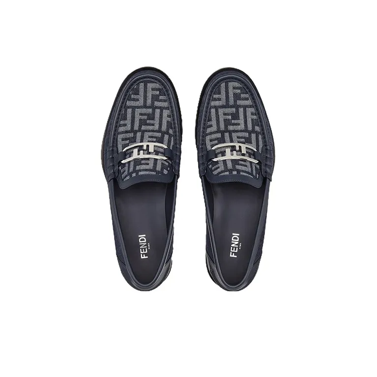 FENDI O'Lock Loafers Men's Blue-3