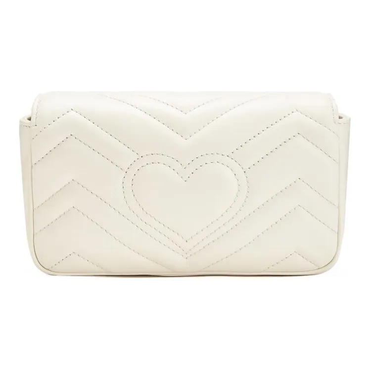 GUCCI GG Marmont Leather Crossbody Bag, Shoulder Bag Extra Mini Women's White-2