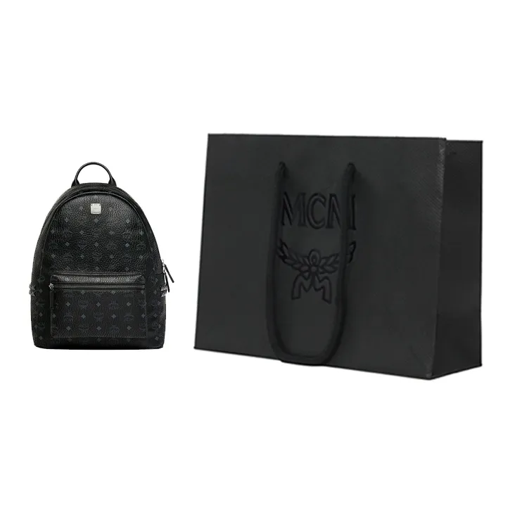 MCM Stark Backpack Visetos Side Studs Medium Black-7