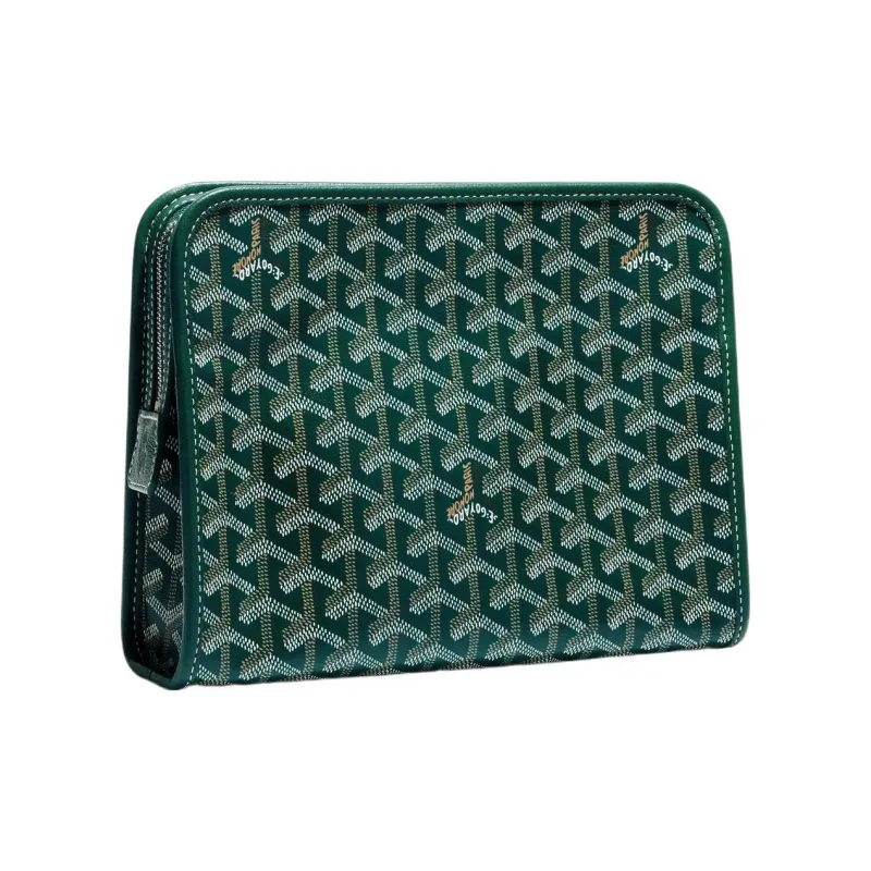 GOYARD JOUVENCE Canvas With Leather Travel Storage Bags Handheld Toiletry Bags Medium Size Unisex Green-1