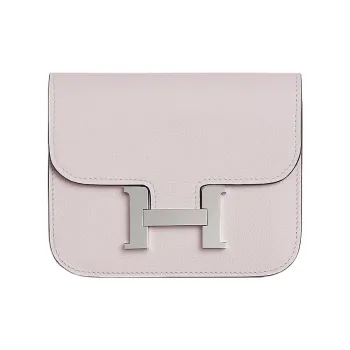 HERMES Constance Slim Evercolor Calfskin Clutch Fanny Pack Wallet Women's 09 Mauve Pale Dream Purple