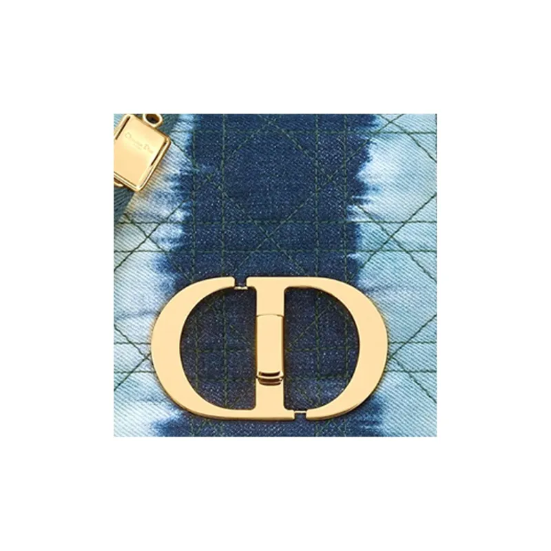 DIOR Caro Multicolor Denim Fabric Shoulder Bag Crossbody Bag Small Size Women's Multicolor-6
