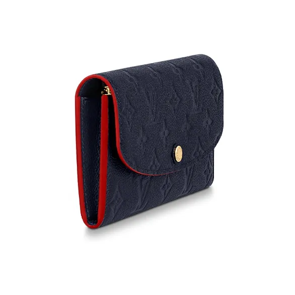 LOUIS VUITTON Emilie Soft Grain Cow Leather Wallet Regular Women's Deep Sea Blue & Red-1