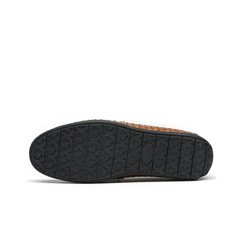 KANGNAI Men's Casual Shoes Men Low-Top Brown-4
