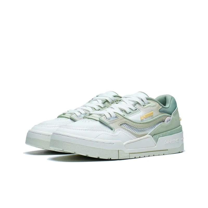 LiNing 001 BTC Btc Prm Anti Slip Wear Resistant Low Top Skateboard Shoes Women's Pale Greenish White Jade Color-2