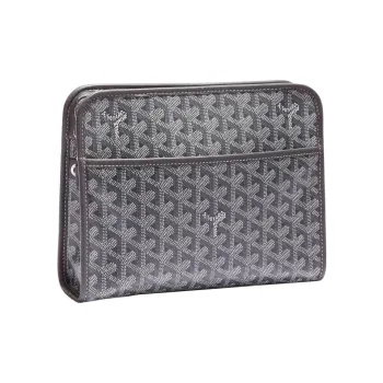 GOYARD JOUVENCE Canvas With Leather Travel Storage Bags Handheld Toiletry Bags Medium Size Unisex Gray