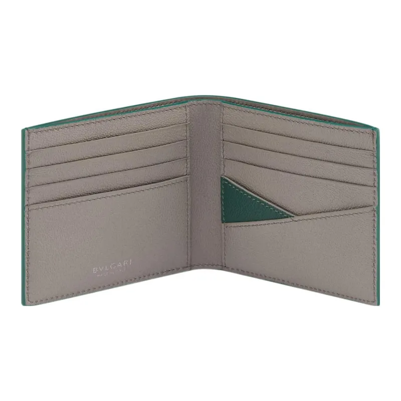 BVLGARI Calfskin Wallet Men's Emerald Green-2