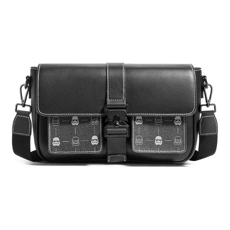 GUDI PVC With Microfiber Synthetic Leather Messenger Bag, Shoulder Bag Regular Men's Black-0