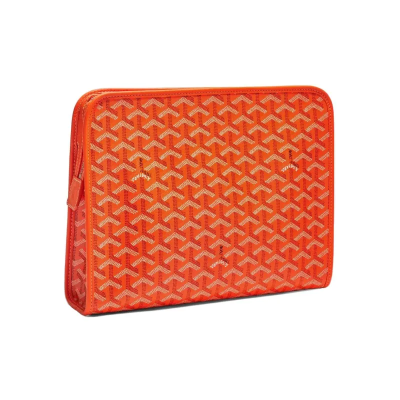 GOYARD JOUVENCE Calfskin Canvas Storage Bags Handheld Toiletry Bags Large Size Unisex Orange-2