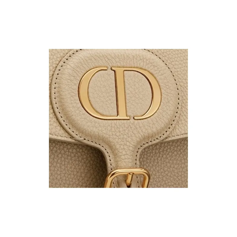DIOR Bobby Grained Calfskin Shoulder Bag, Crossbody Bag Large Size Women's Beige Brown-5