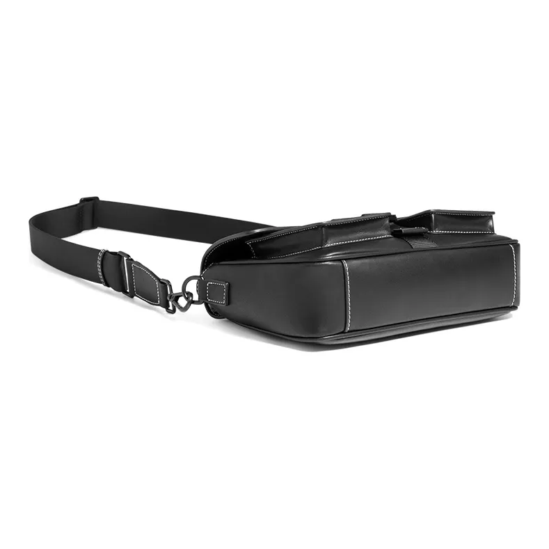 GUDI PVC With Microfiber Synthetic Leather Messenger Bag, Shoulder Bag Regular Men's Black-5