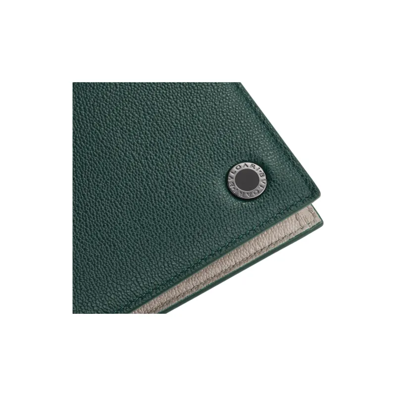 BVLGARI Calfskin Wallet Men's Green-3