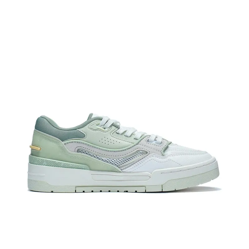 LiNing 001 BTC Btc Prm Anti Slip Wear Resistant Low Top Skateboard Shoes Women's Pale Greenish White Jade Color-1