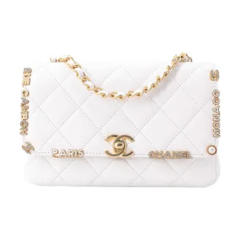 CHANEL 23C Early Spring Lambskin Flap Bag, Crossbody Bag, Shoulder Bag Mini Women's White