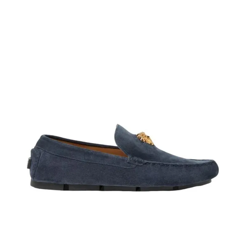 VERSACE Medusa Drivers Navy Suede-1