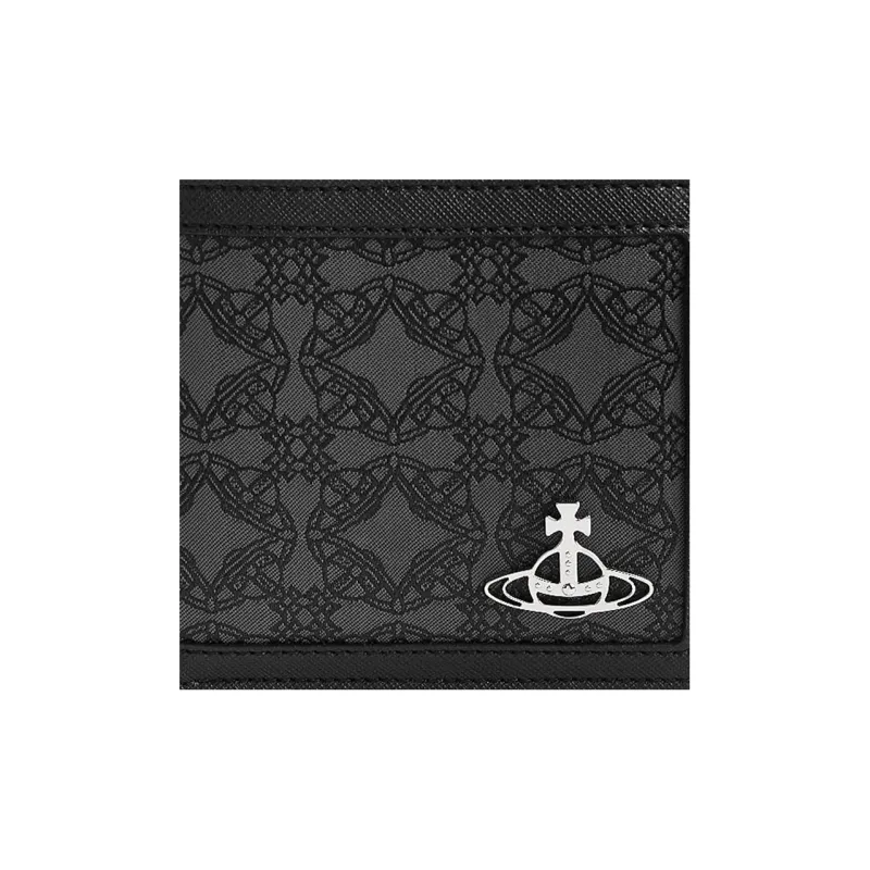 Vivienne Westwood Orborama Jacquard Fabric Wallet Mini Men's Black/Gray-5