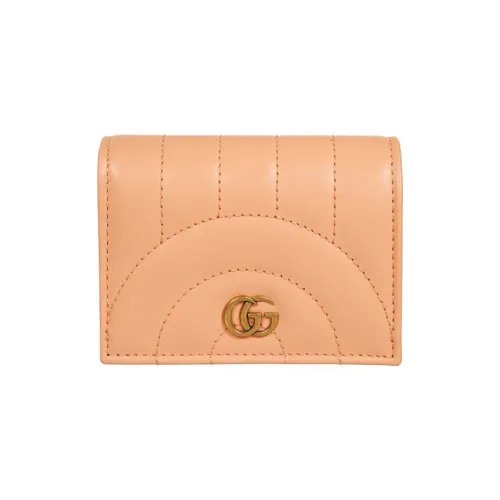 GUCCI Marmont Leather Card Holder Women's Peach