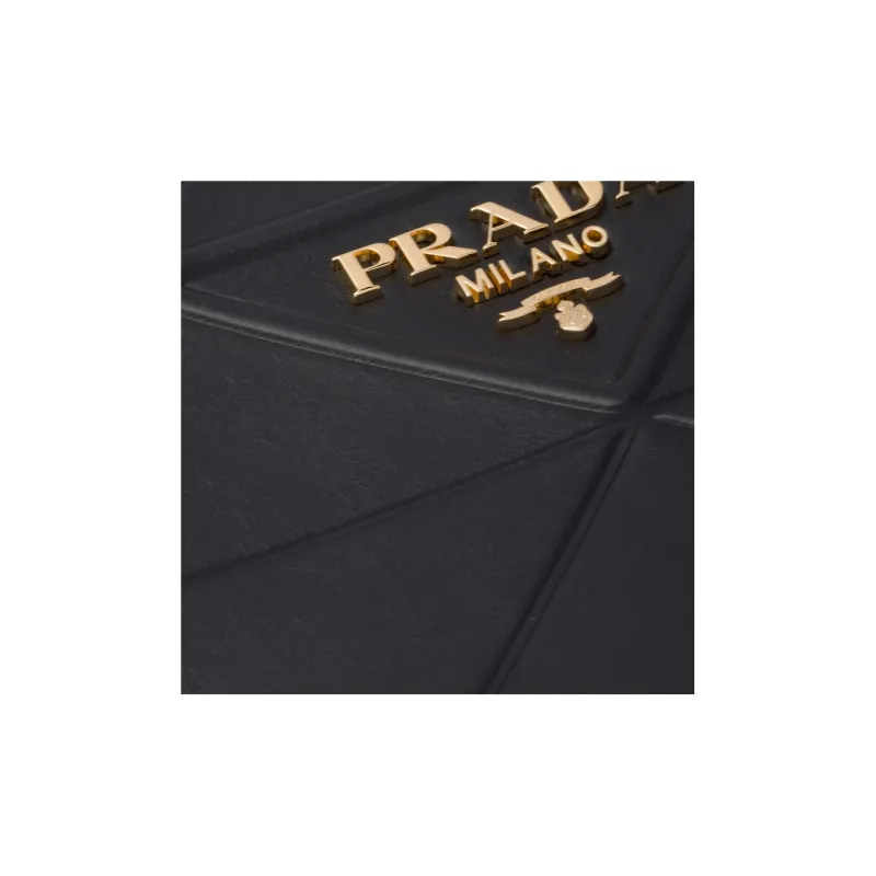 PRADA Medium Leather Symbole Bag With Topstitching Black-3