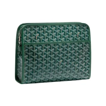 GOYARD JOUVENCE Calfskin Canvas Storage Bags Handheld Toiletry Bags Large Size Unisex Green