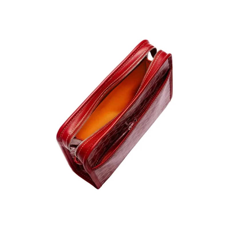 GOYARD JOUVENCE Canvas With Leather Travel Storage Bags Handheld Toiletry Bags Medium Size Unisex Red-1