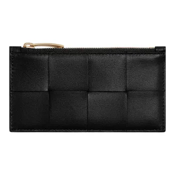 Bottega Veneta Sheepskin With Calfskin Card Holder, Wallet Women's Black