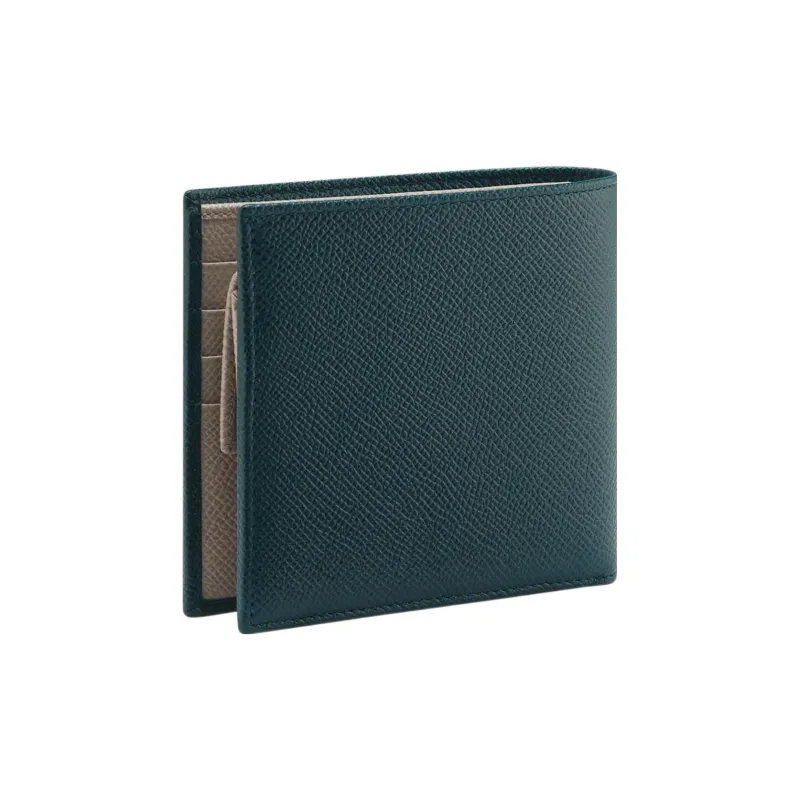 BVLGARI Calfskin Wallet Men's Dark Green-1