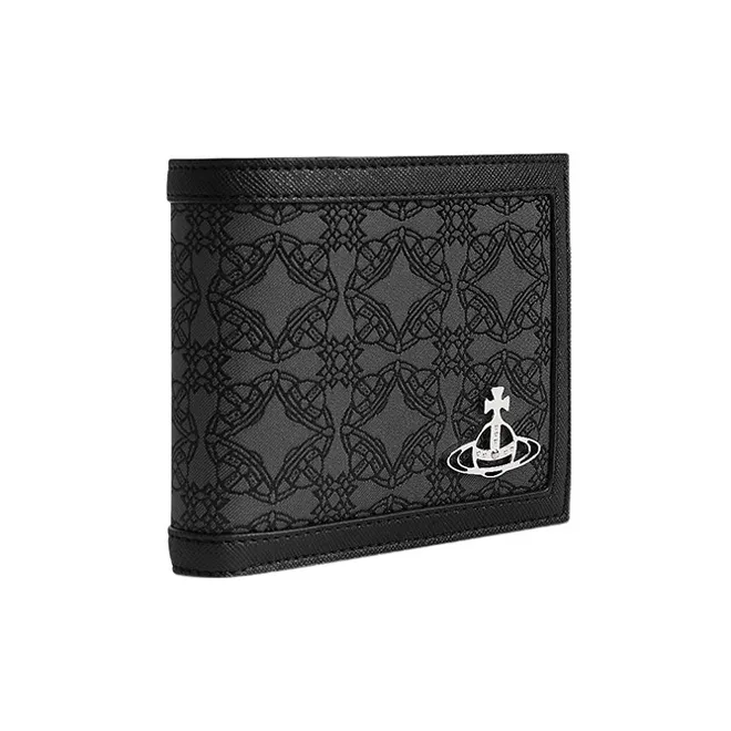 Vivienne Westwood Orborama Jacquard Fabric Wallet Mini Men's Black/Gray-2