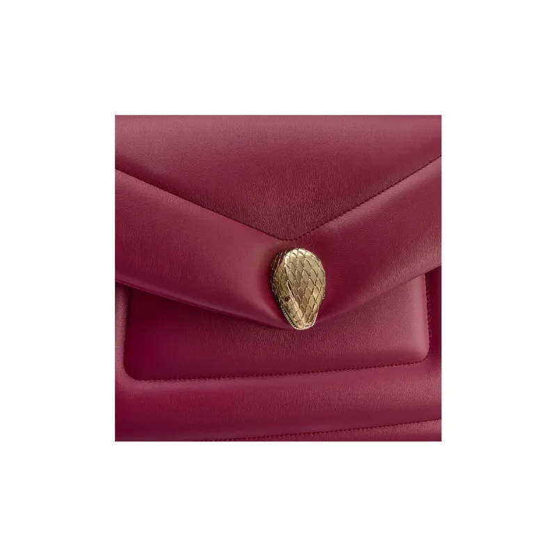 BVLGARI Serpenti Reverse Calfskin Crossbody Bag Shoulder Bag Women's Red-5