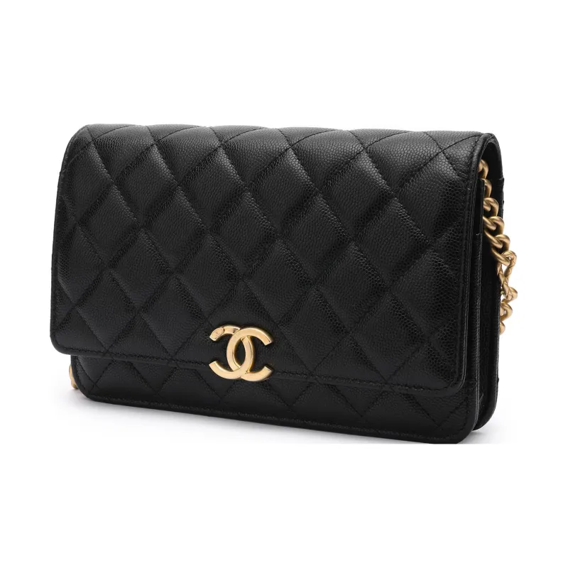 CHANEL WOC Grain Embossed Calfskin Shoulder Bag, Crossbody Bag Unisex Black-1