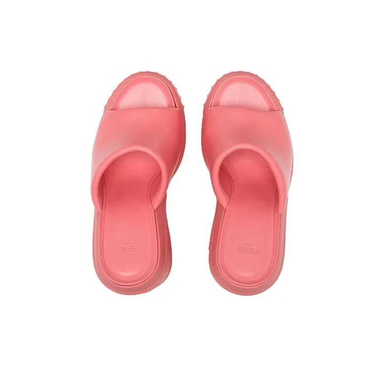 FENDI Embossed Oversized Ff Pattern Platform Slides Women's-3
