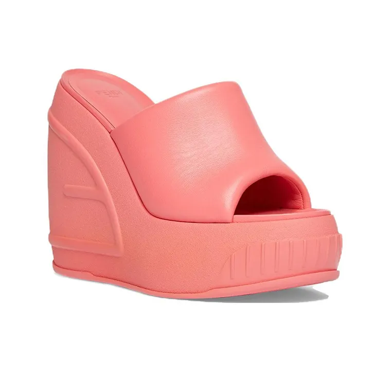 FENDI Embossed Oversized Ff Pattern Platform Slides Women's-1