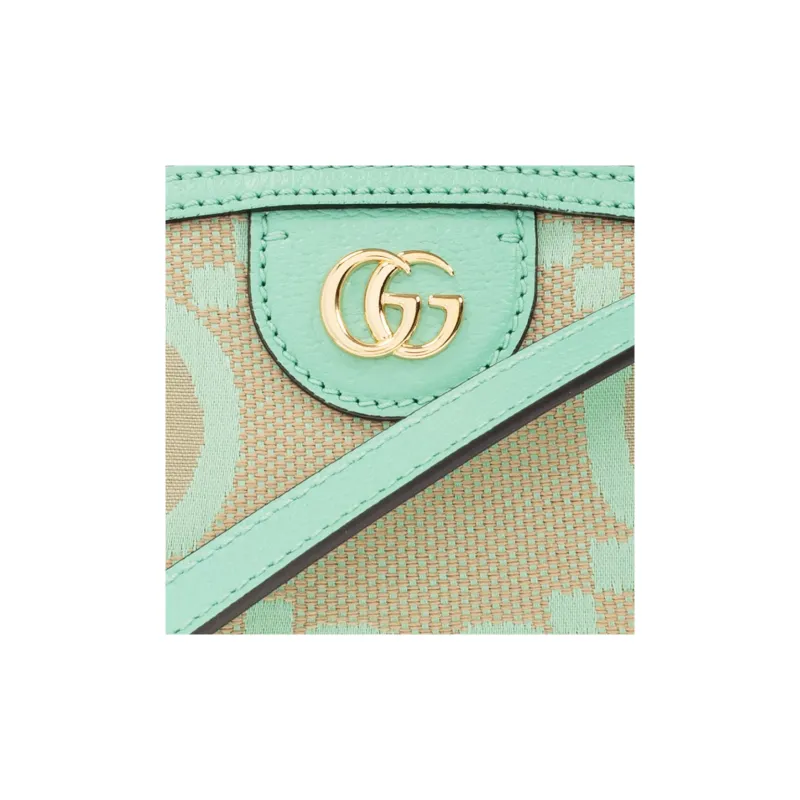 GUCCI Ophidia Canvas With Leather Canvas Shoulder Bag, Crossbody Bag Small Size Women's Camel/Green-3