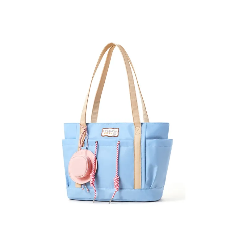 Miffy Nylon Fabric Tote Bag Shopping Bag Handbag Shoulder Bag Women's Ecru/Light Blue-7