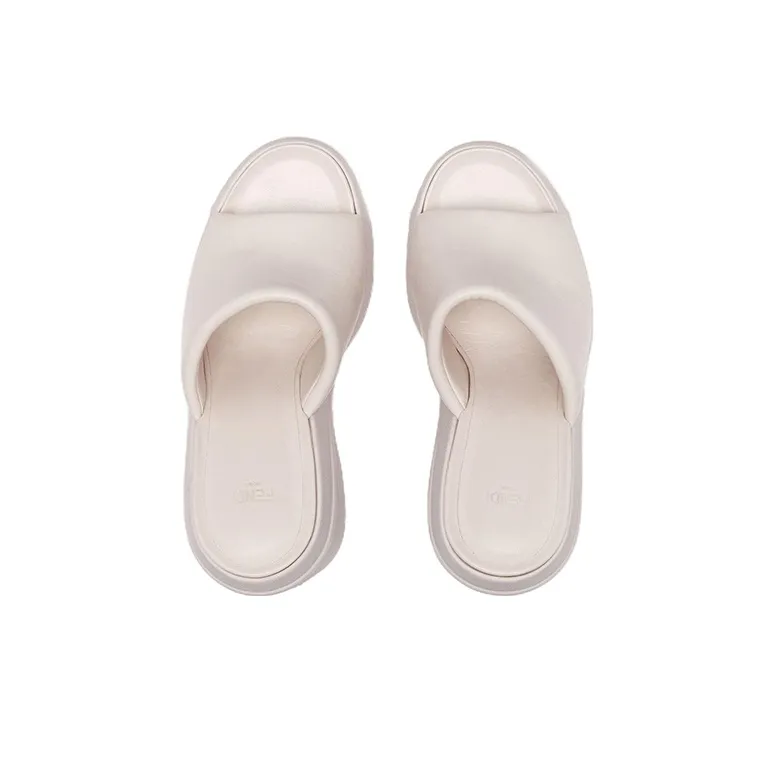 FENDI Embossed Oversized Ff Pattern Platform Slides Women's-3