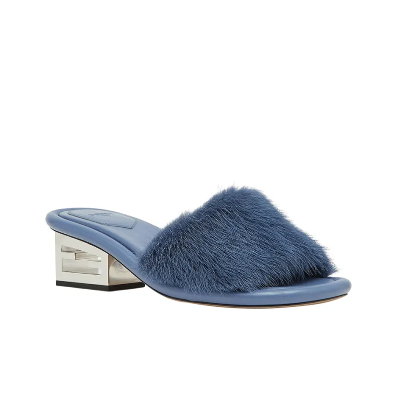 FENDI Baguette Slide Slippers Women's Blue-2