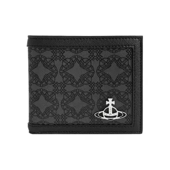 Vivienne Westwood Orborama Jacquard Fabric Wallet Mini Men's Black/Gray