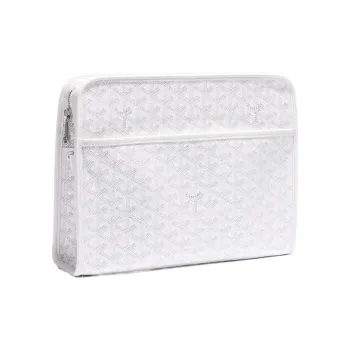 GOYARD JOUVENCE Calfskin Canvas Storage Bags Handheld Toiletry Bags Large Size Unisex White