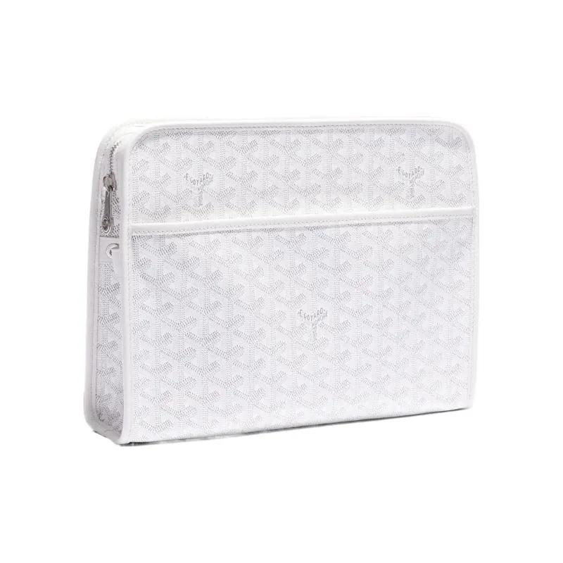 GOYARD JOUVENCE Calfskin Canvas Storage Bags Handheld Toiletry Bags Large Size Unisex White-0