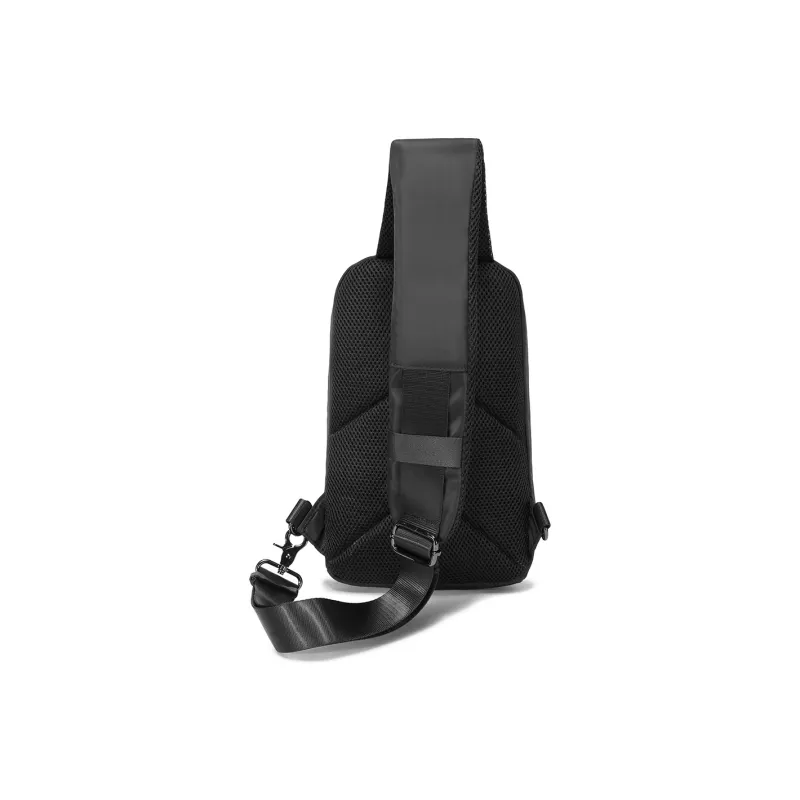 NOMK Oxford Backpack Shoulder Bag Crossbody Bag Workwear Bag Techwear Sling Bag Medium Size Unisex Black-3