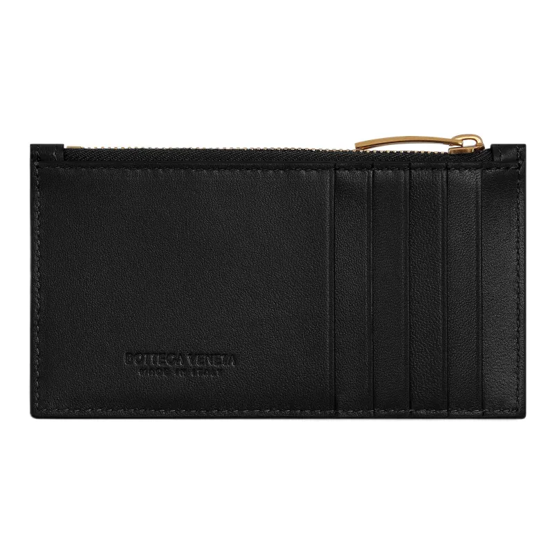 Bottega Veneta Sheepskin With Calfskin Card Holder, Wallet Women's Black-1