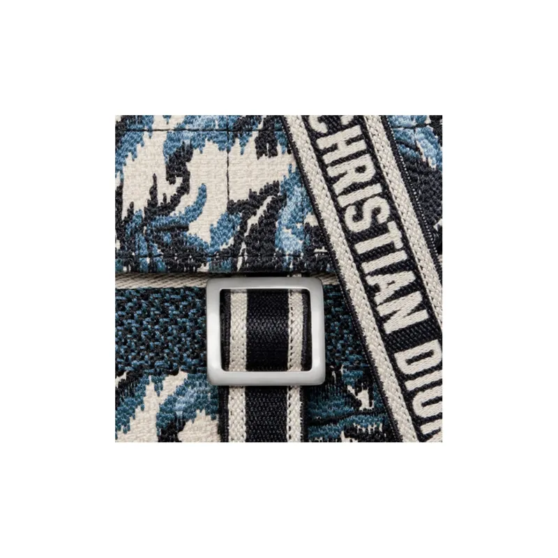 DIOR DiorCamp Embroidery Canvas Fabric Messenger Bag Shoulder Bag Crossbody Bag Regular Women's Blue-4