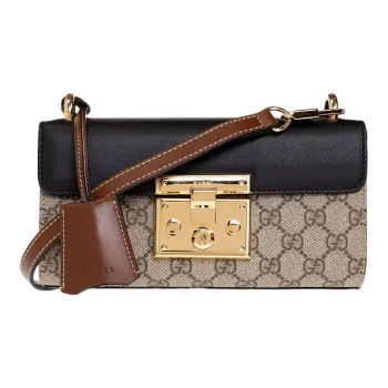 GUCCI Padlock Canvas With Leather Crossbody Bag, Shoulder Bag Mini Women's