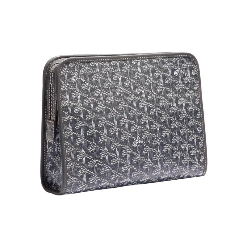 GOYARD JOUVENCE Calfskin Canvas Storage Bags Handheld Toiletry Bags Large Size Unisex Gray-1