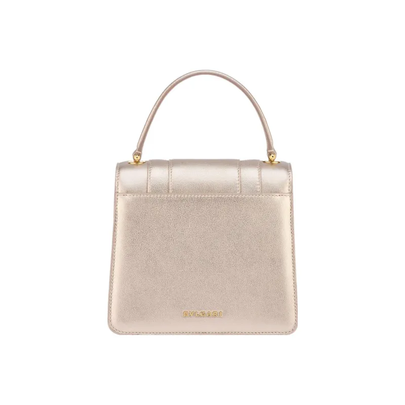 BVLGARI Serpenti Forever Calfskin Handbag Shoulder Bag Crossbody Bag Small Size Women's Silver-Gold-2