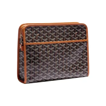 GOYARD JOUVENCE Calfskin Canvas Storage Bags Handheld Toiletry Bags Large Size Unisex Brown
