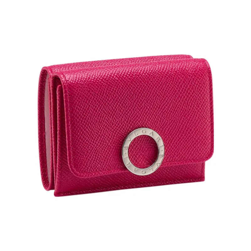 BVLGARI Calfskin Wallet Small Size Women's Fuchsia-0