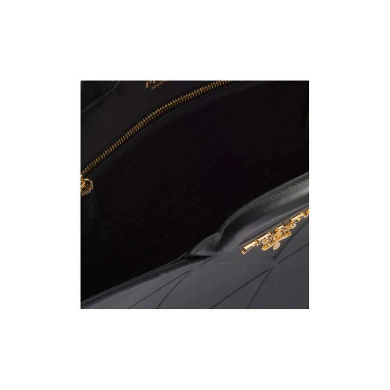 PRADA Medium Leather Symbole Bag With Topstitching Black-5