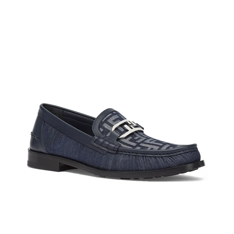 FENDI O'Lock Loafers Men's Blue-2