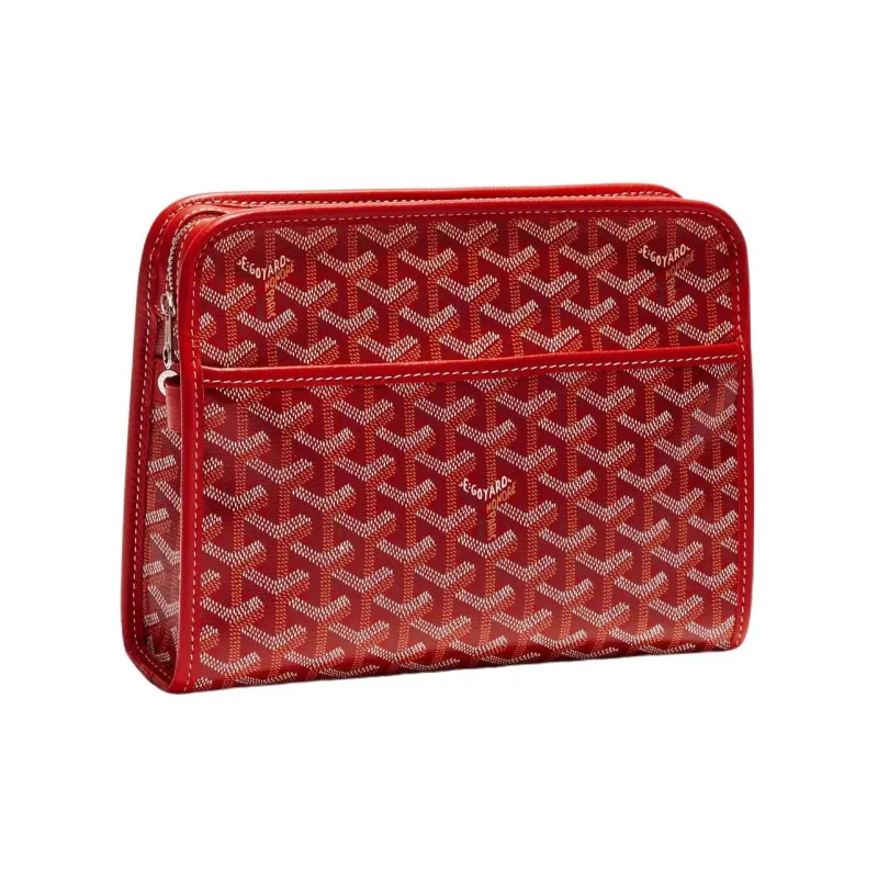 GOYARD JOUVENCE Canvas With Leather Travel Storage Bags Handheld Toiletry Bags Medium Size Unisex Red-0